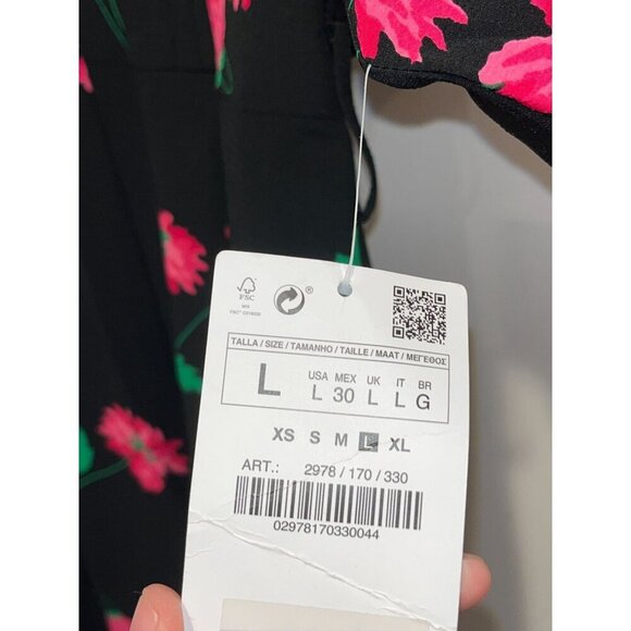 NWT Zara Floral Black Jumpsuit  Women size Large - Picture 4 of 10
